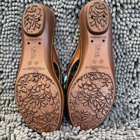 OKA b. Sandals in Brown with Blue Accents - Picture 3 of 9